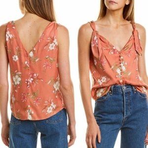 Rebecca Taylor | ‘Lita’ Sunset Floral Print Silk-Blend Tie Strap Tank Top Cami